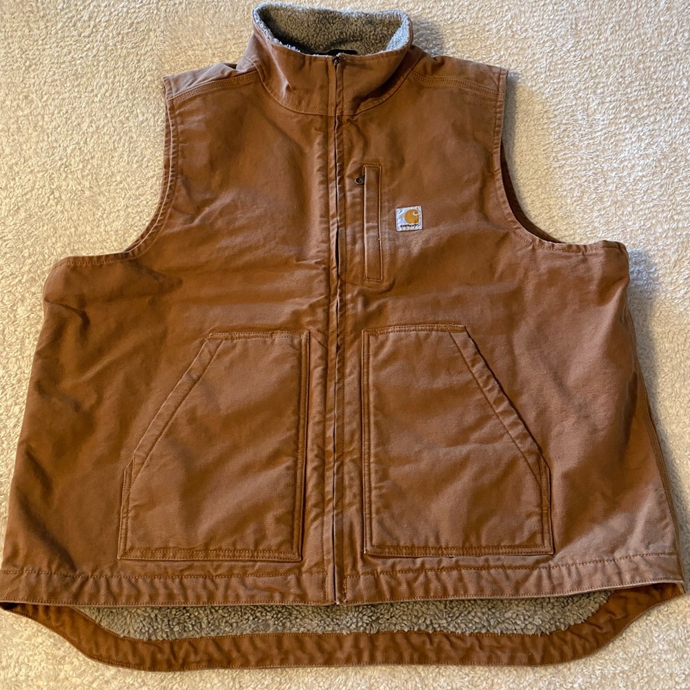 Carhartt Men's Washed Duck Sherpa Lined Mock Neck Vest